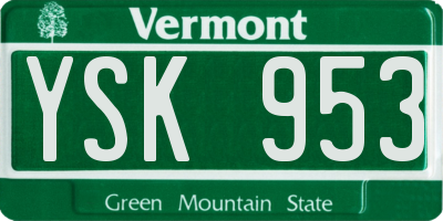 VT license plate YSK953