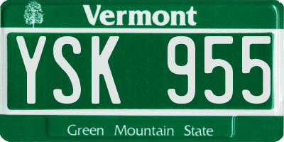 VT license plate YSK955