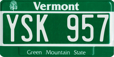 VT license plate YSK957