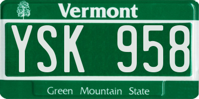 VT license plate YSK958