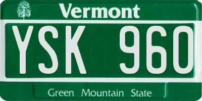 VT license plate YSK960
