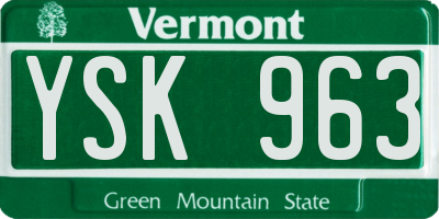 VT license plate YSK963