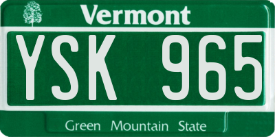 VT license plate YSK965
