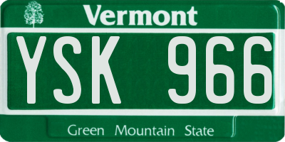 VT license plate YSK966
