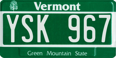VT license plate YSK967