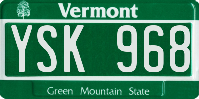 VT license plate YSK968
