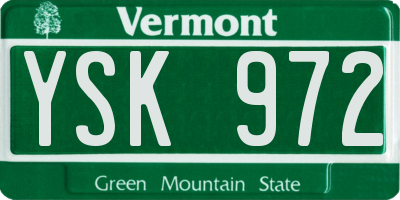 VT license plate YSK972