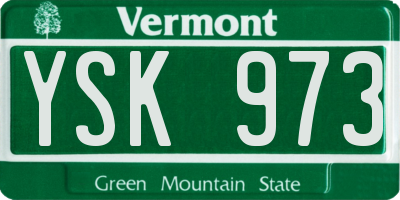 VT license plate YSK973