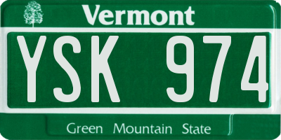 VT license plate YSK974