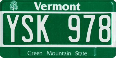 VT license plate YSK978