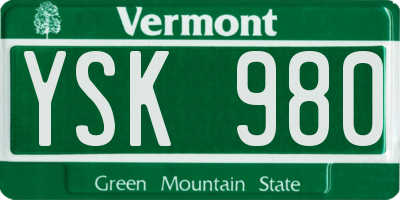 VT license plate YSK980