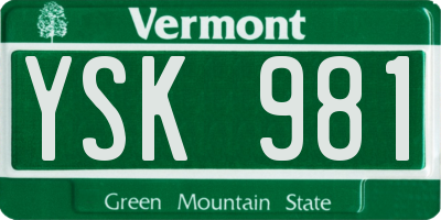 VT license plate YSK981