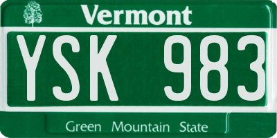 VT license plate YSK983