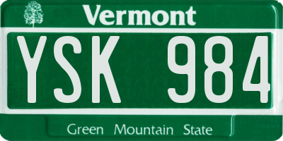 VT license plate YSK984