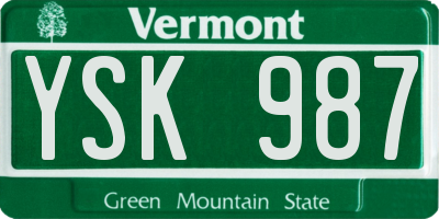 VT license plate YSK987