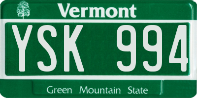 VT license plate YSK994