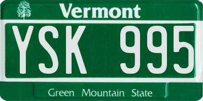 VT license plate YSK995