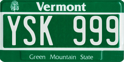 VT license plate YSK999