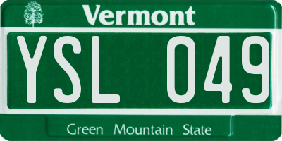 VT license plate YSL049