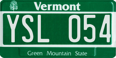 VT license plate YSL054