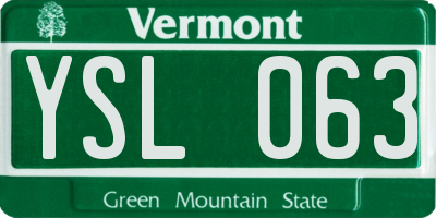 VT license plate YSL063