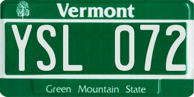 VT license plate YSL072