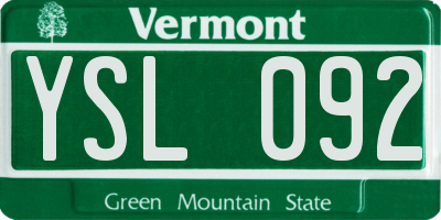 VT license plate YSL092