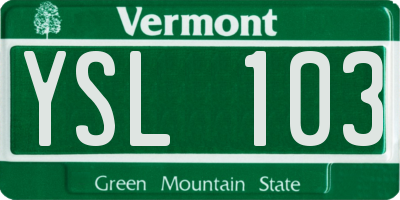 VT license plate YSL103