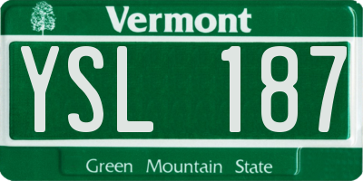 VT license plate YSL187