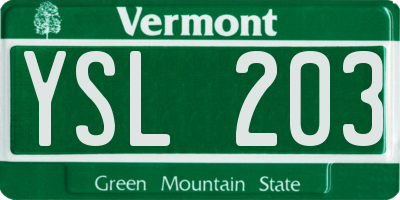 VT license plate YSL203