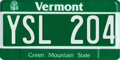 VT license plate YSL204