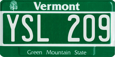 VT license plate YSL209