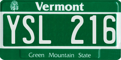 VT license plate YSL216