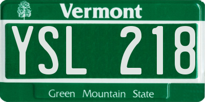 VT license plate YSL218