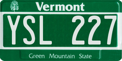 VT license plate YSL227