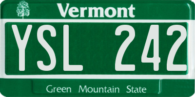 VT license plate YSL242