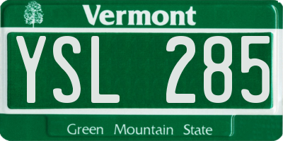 VT license plate YSL285