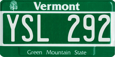 VT license plate YSL292