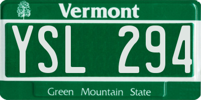 VT license plate YSL294