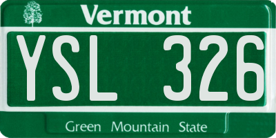 VT license plate YSL326