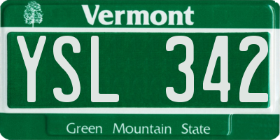 VT license plate YSL342