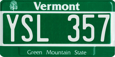 VT license plate YSL357