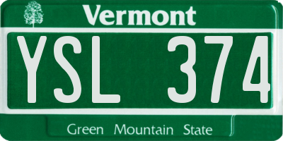 VT license plate YSL374