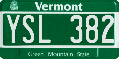 VT license plate YSL382
