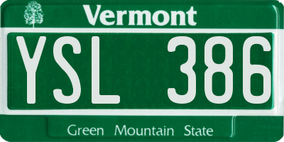VT license plate YSL386