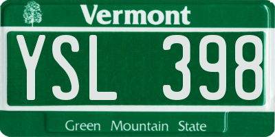 VT license plate YSL398