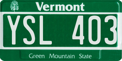 VT license plate YSL403