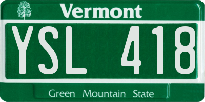 VT license plate YSL418