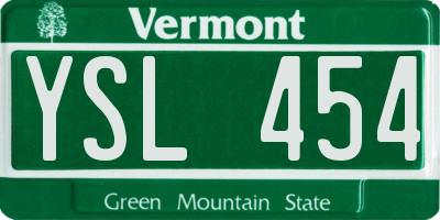 VT license plate YSL454