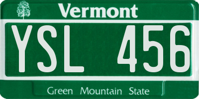 VT license plate YSL456